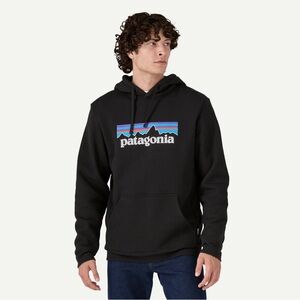 Patagonia Logo Uprisal Hoodie Recycled Sustainable Fabric Black Medium